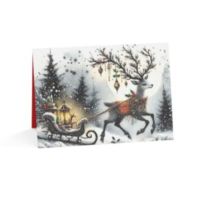 Christmas Reindeer Sleigh Greeting Card