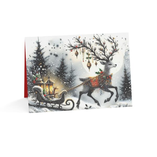 Christmas Reindeer Sleigh Greeting Card