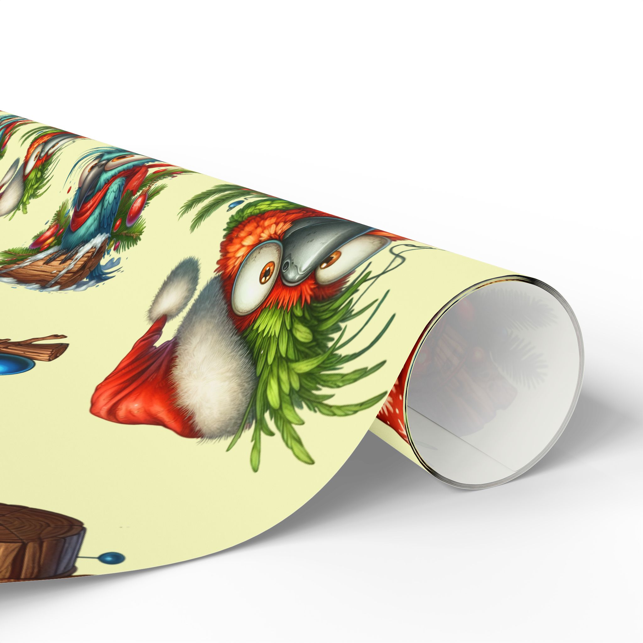 Whimsical Christmas Parrot Wrapping Paper