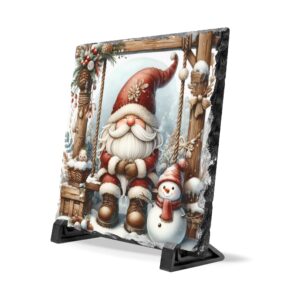 Christmas Gnome Slate Desk Plaque with Snowman - Image 2