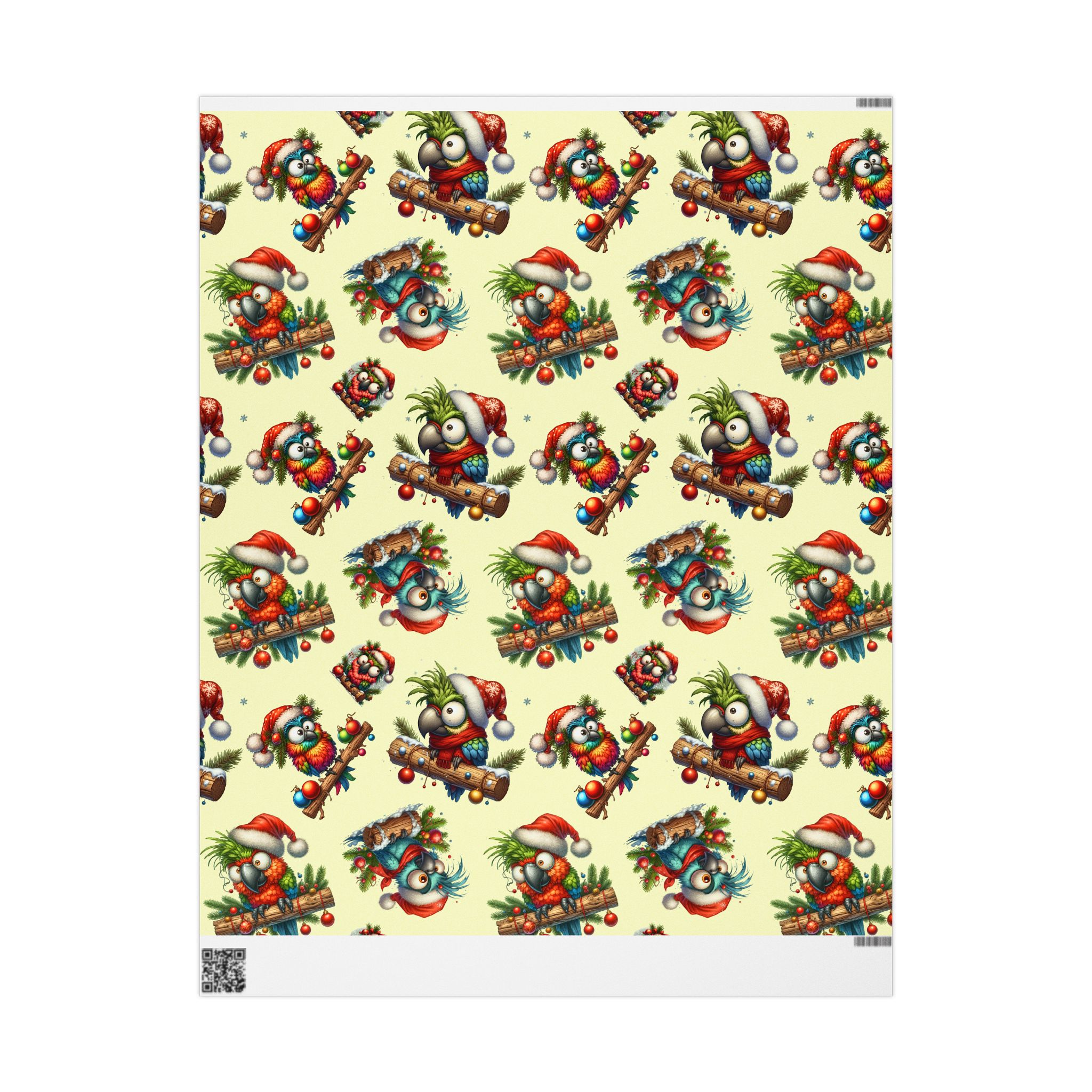 Whimsical Christmas Parrot Wrapping Paper